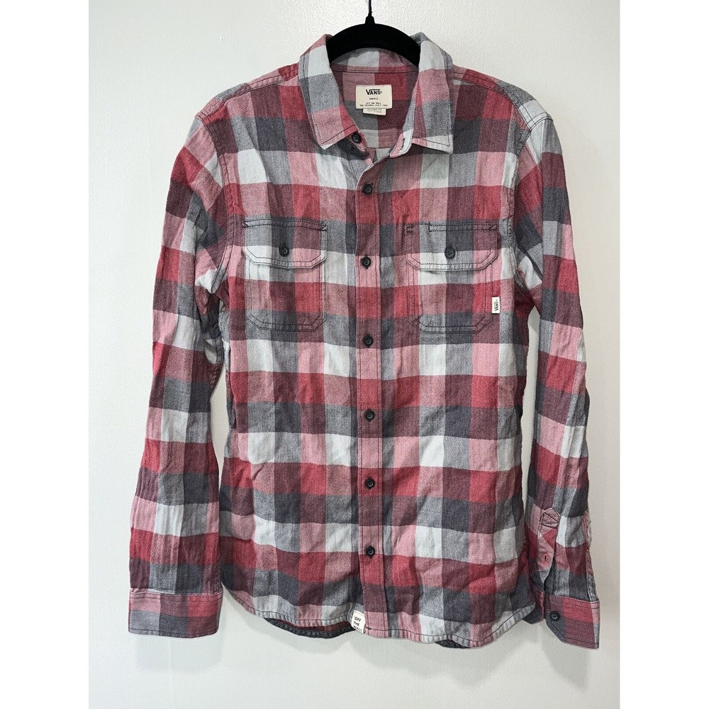 Vans Men's Plaid Long Sleeve Button-Up Shirt, Small